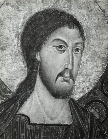 Anonimo — Maestro delle Clarisse - sec. XIII - Volto di Cristo — particolare, dopo il restauro 1947-1949